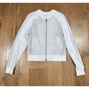 Jakett Etc Genuine‎ White Perforated Leather Bomber Jacket Women's Size Large